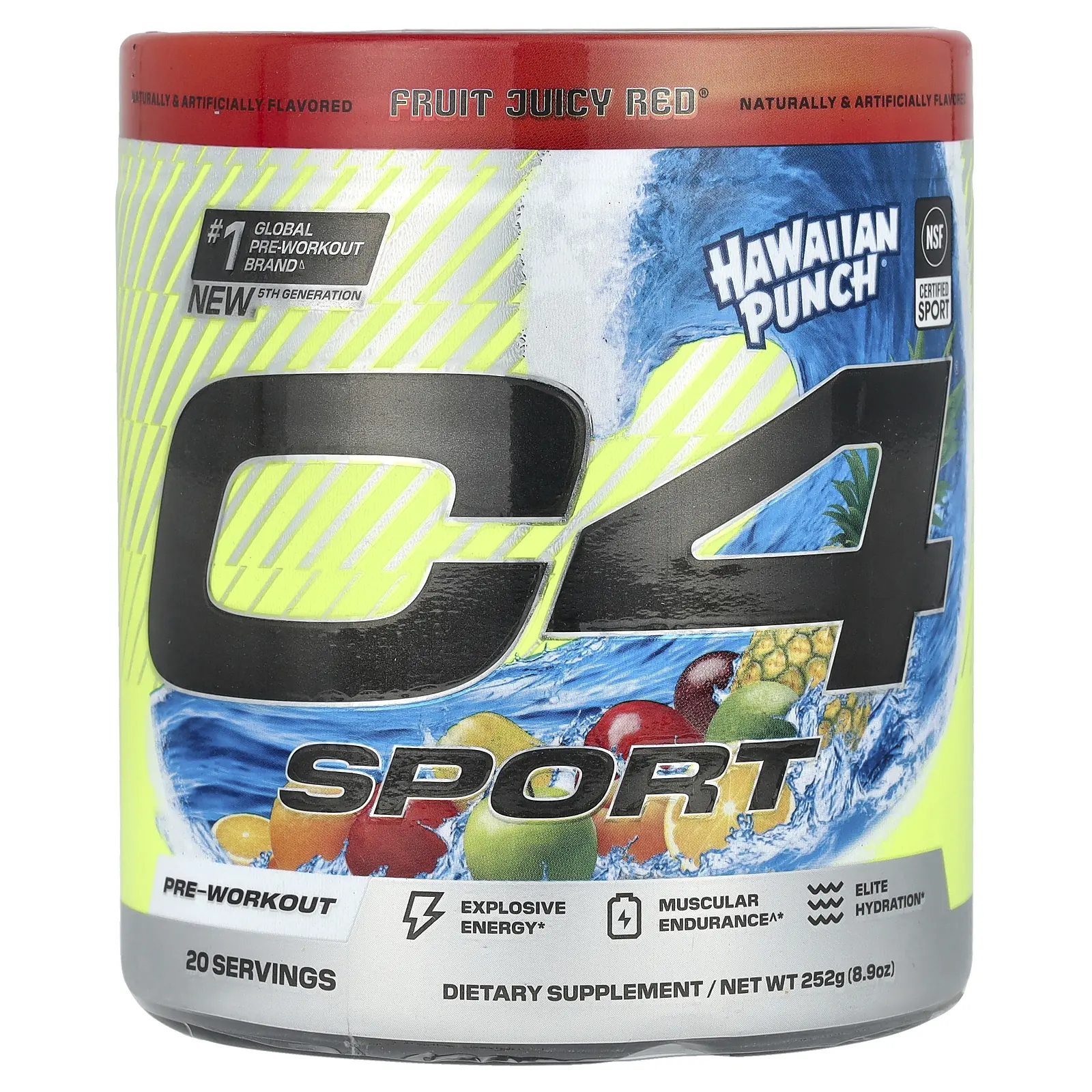 C4 / Cellucor C4® Sport, Pre-Workout, Hawaiian Punch® Fruit Juicy Red®, 8.9 oz (252 g)