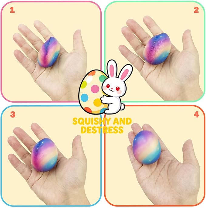 24 Pack Galaxy Easter Eggs Squishy Toys for Kids Slow Rising Stress Relief Fidget Squishies for Boys & Girls Easter Basket Stuffers Party Favors Classroom & Easter Gifts