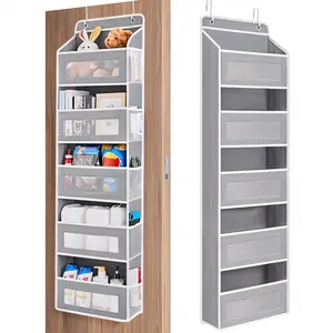 5-Tier Over the Door Storage Box, Hanging Door Storage Organizer with 5 Large Capacity Pockets | Anti-Tip Over the Door Organizer for Bedroom, Bathroom, Pantry, Kids' Room | Over the Door Pantry Organizer with 5 Large Pockets