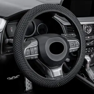 Elastic Stretch Steering Wheel Cover, Universal Interior Accessories Steering Wheel Cover for Women & Men, Breathable Microfiber Ice Silk, Anti-Slip, Odorless, Easy Carry(Black)