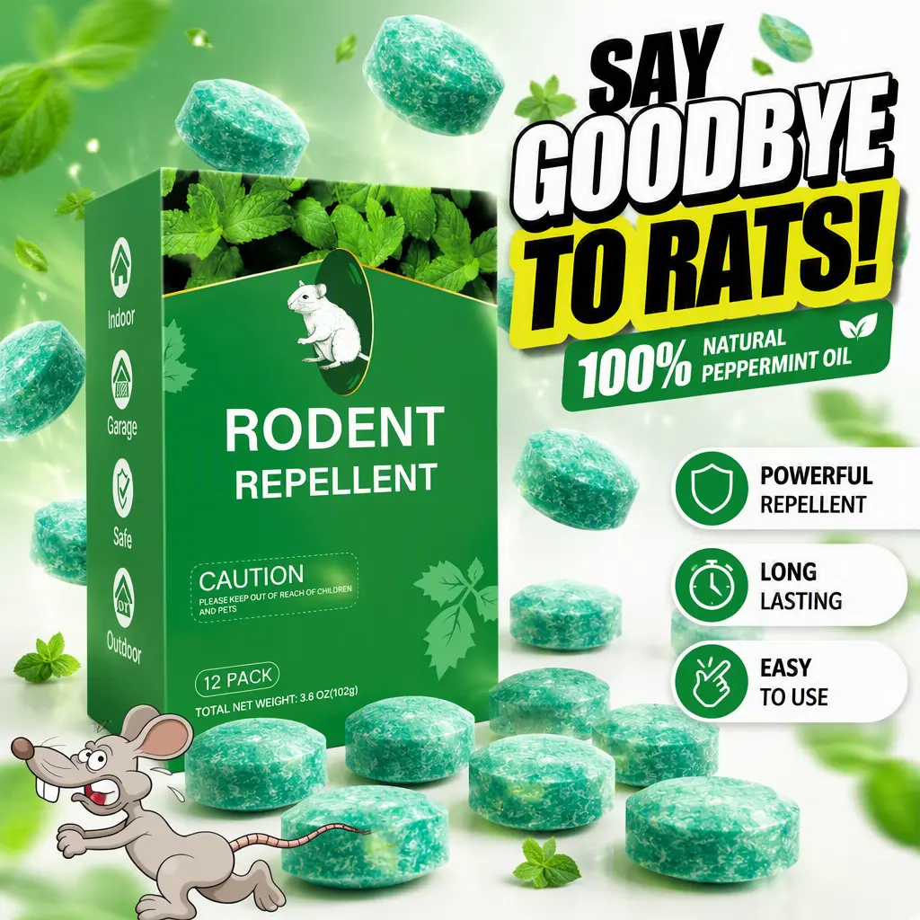 12-Pack Peppermint Oil Rodent Repellent Balls, Natural Safe Residential Pest Control Deterrent, Long-Lasting for Car Engines, Garages, Indoor & Outdoor Home Care Use