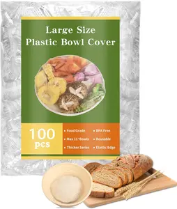 100 Bowl Covers Shower Caps for Sourdough Bread Proofing Large Elastic Reusable Plastic Wrap for Food Storage Baking Rising Meal-Prep Fermentation BPA-Free Keep Food Fresh