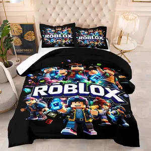 Roblox Pixel Robot Pattern Quilt, Perfect for Bedroom Decor for Gaming Enthusiasts, Video Game Bedding, Includes 1 Quilt and 1 or 2 Pillowcases Without Fill
