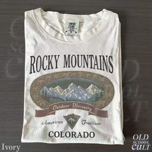 Comfort Colors Vintage Rocky Mountains Colorado T-Shirt, Outdoor Discovery Graphic Tee, 90s Mountain Hiking TShirt, Nature Top