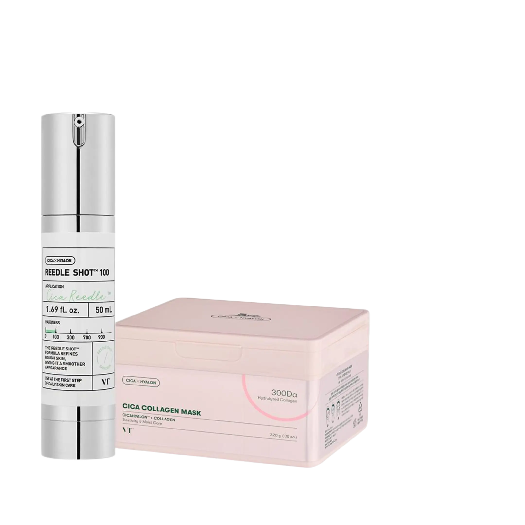 [VT COSMETICS] #1 viral Reedle Shot & Daily Sheet Mask Bundle with Liquid Microneedling Reedle Shot 100/300, Cica, Collagen & Retinol | Plump, Soothing, Firming & Glow Care | 30ea Sheet Mask Box, Gift Set | Korean Skincare