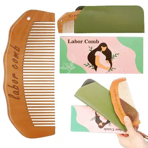 Wooden Birth Comb for Women Labor, Hospital Bag Essentials for Pregnant Moms, Natural Labor & Delivery Aid, New Mom Gifts Birthing Comb with Uplifting Message