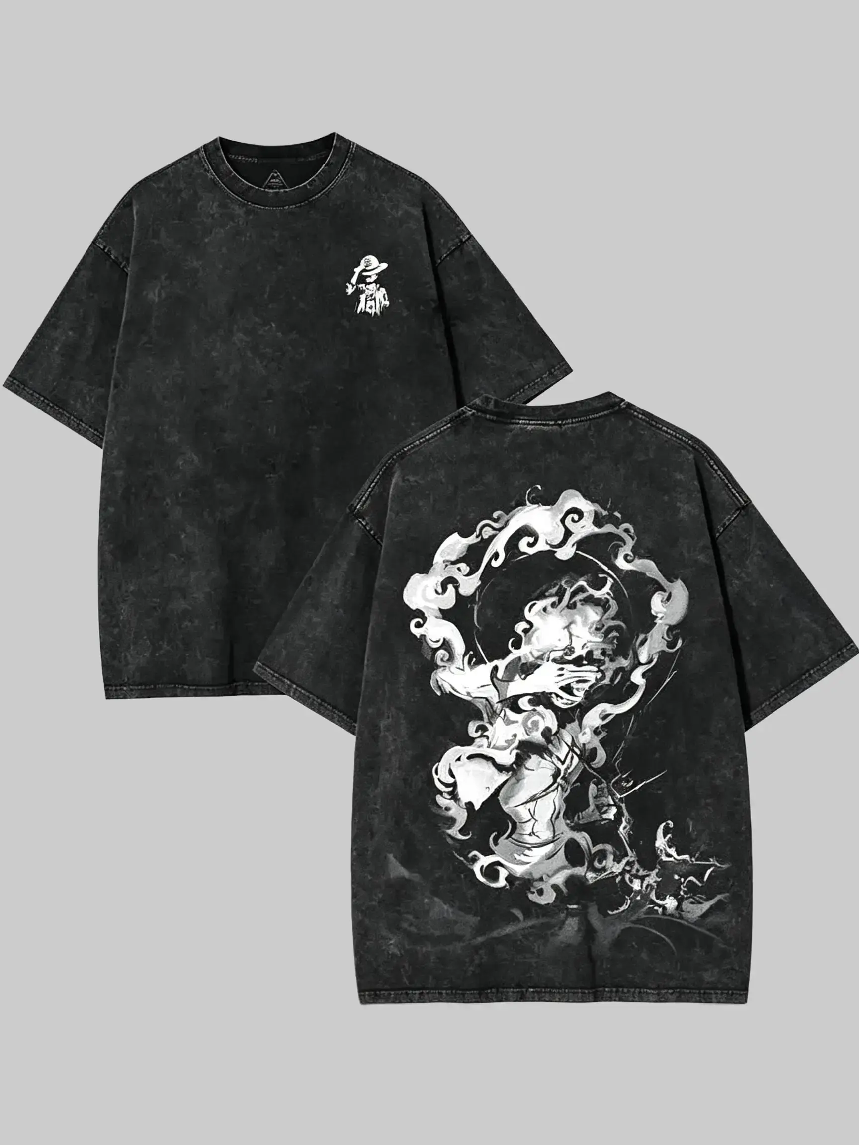 Lufi JoiBoy Men's Round Neck Shortsleeve Distressed Tshirt - Unisex Vintage Anime Manga Acid Washed Lightweight Menswear Streetwear Top, Festive, Figure-Flattering symbol t-shirt,invincible shirt cotton tee shirt men's t shirts,Streetwear,humorous tshirt,