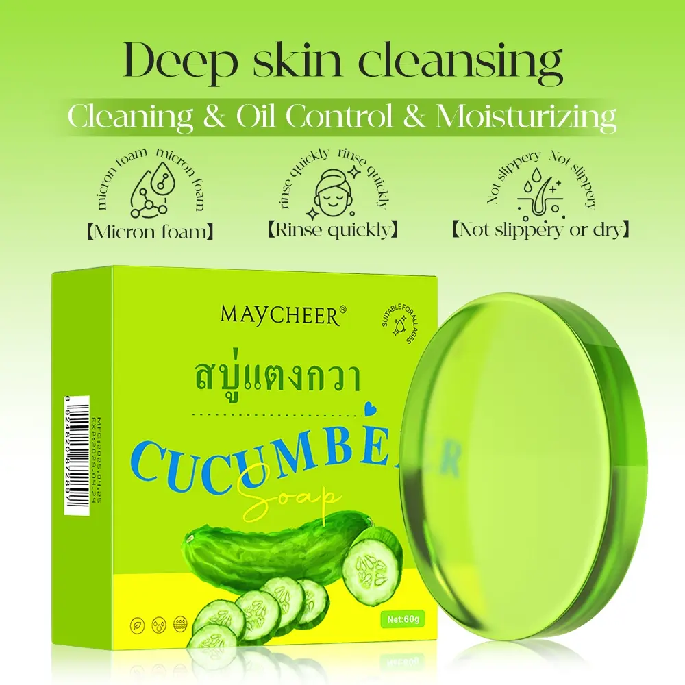 Cucumber Soap Face Wash Bar, Deep Cleaning, Moisturizing, Oil Control, Natural Rich Foam, Suitable for All Skin Types, Men & Women