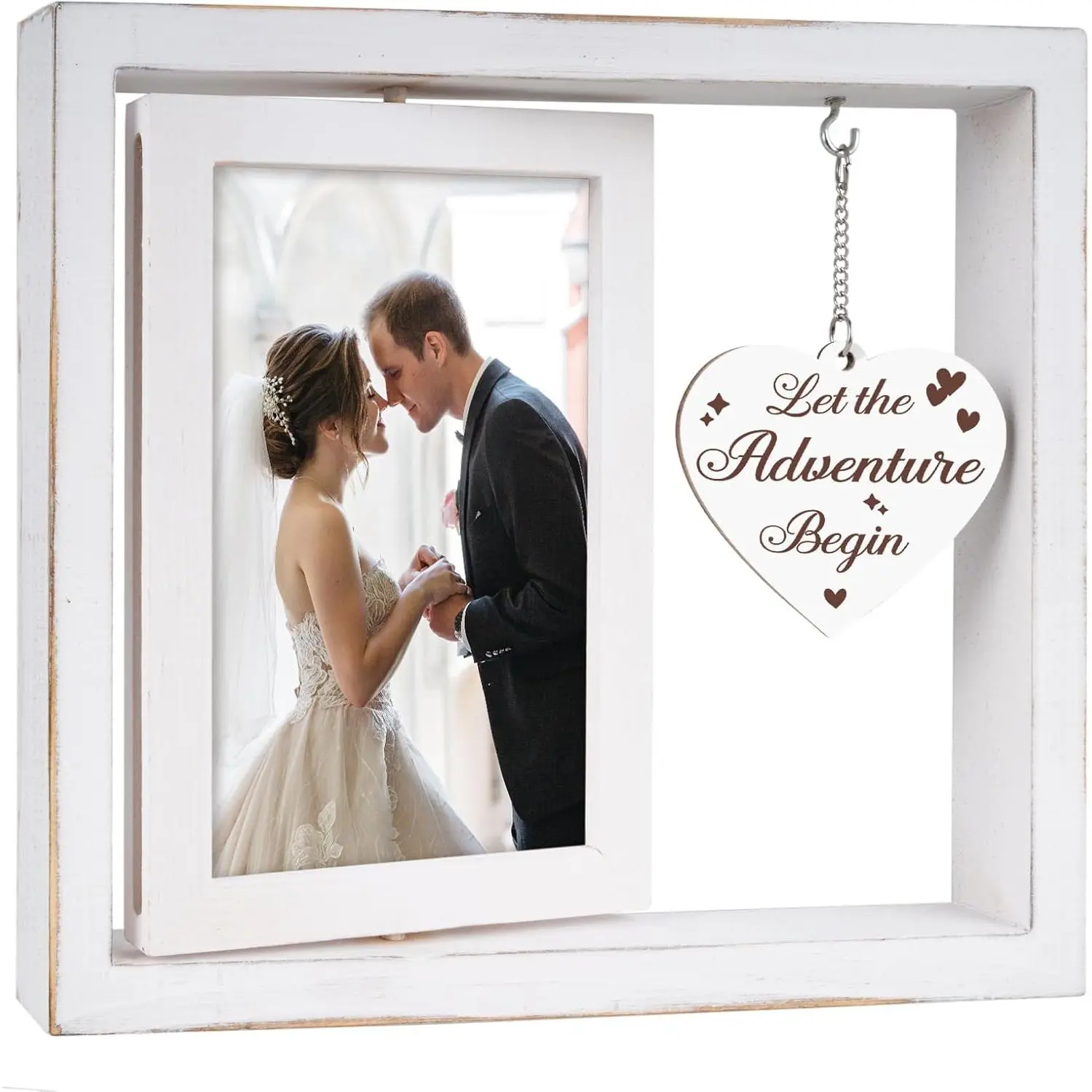 Engagement Gifts for Couples - Rotating Floating  Picture Frame for Newly Engaged Couples, Engagement Gifts for   Him Her Bride to Be Photo Frame 4"x6"