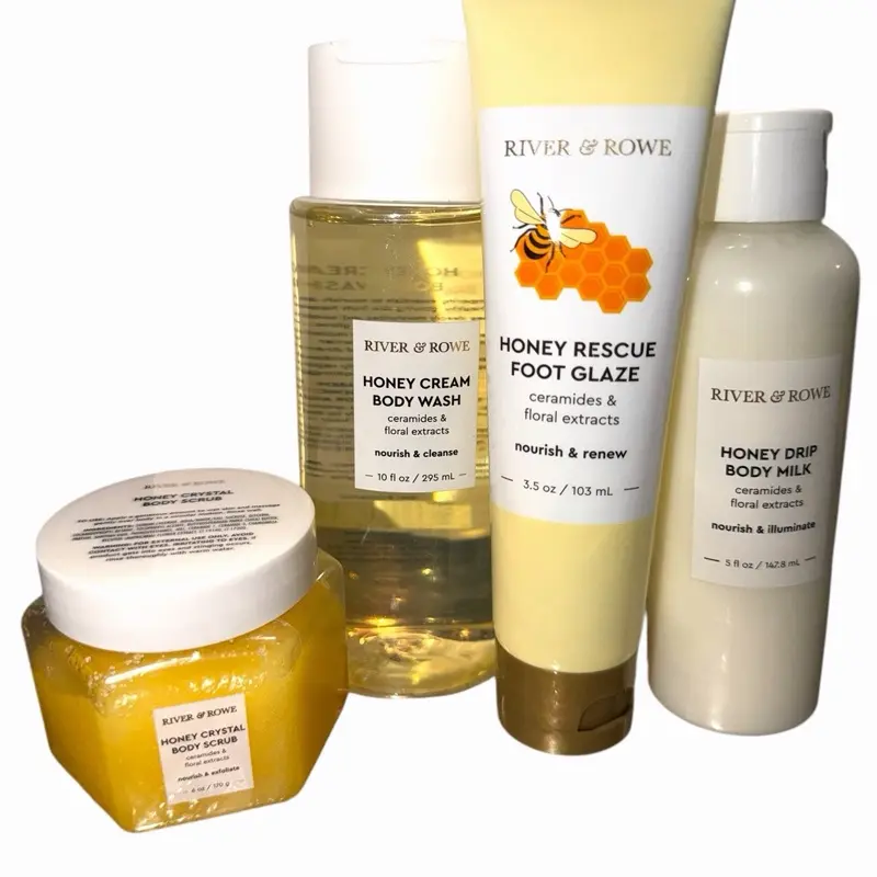 4-pc Honey Ceramides & Floral Extracts Nourish Renew Body care River+Rowe set