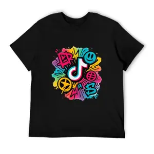 TikTok Logo Colorful Graffiti Graphic Tee Unisex Y2K Streetwear T-Shirt