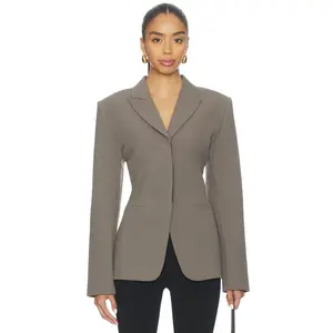 EAVES Keki Cinched Waist Blazer in Dark Grey