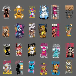 36pcs Durable Washable DIY Heat Transfer Stickers, Cute Bear Series, for Clothing Pants T-Shirts Sports Wear Hats Bags Pillows Backpacks Art Handmade Crafts
