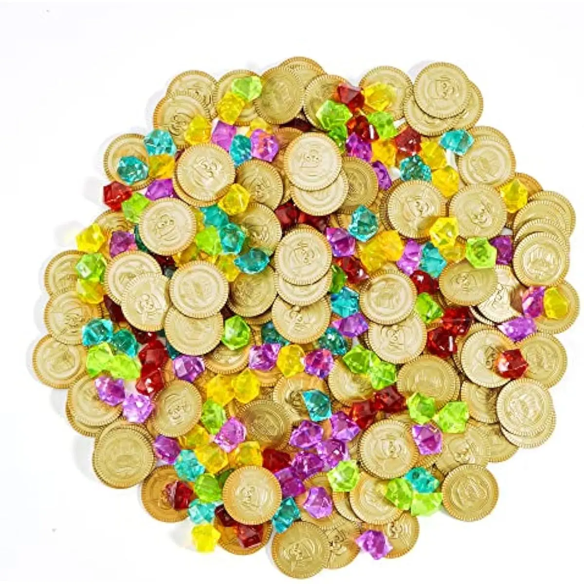 Toy 288 Pieces Pirate Gold Coins and Pirate Gems Jewelry Playset Pack Party Favor. (144 Coins+144 Gems)
