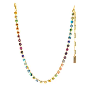 TOVA Sarina Necklace in Addy Antique Gold Plated 6mm Crystals Brass Base 14.5" Length Sparkle & Shine