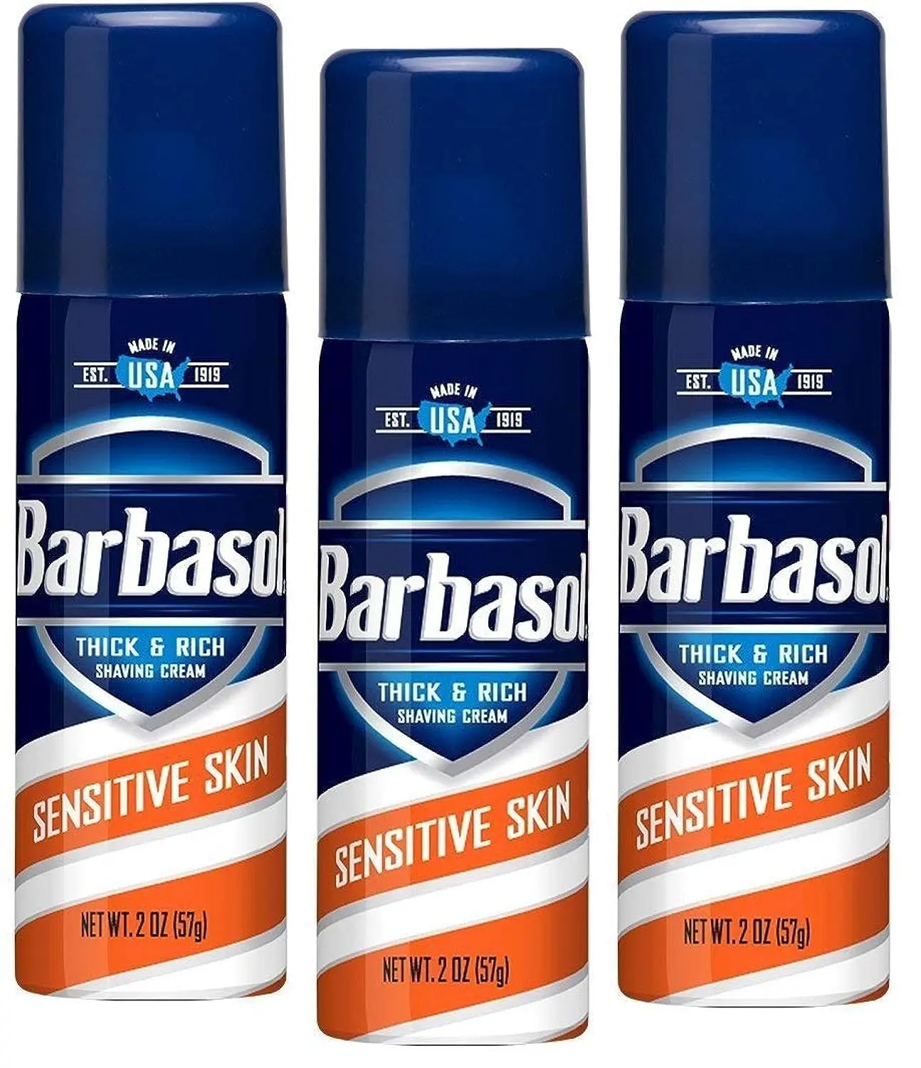 Barbasol Thick & Rich Shave Cream for Sensitive Skin 2 oz Pack of 3 Made in USA