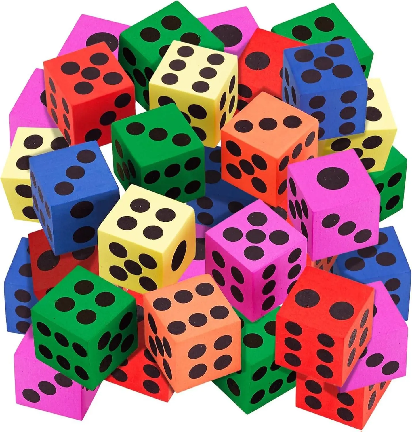 Big Foam Dice Set - 36-Pack, Jumbo, and Colorful Dice for Kids - Ideal for Boosting Math Skills, Great Gifts, and Party Fun
