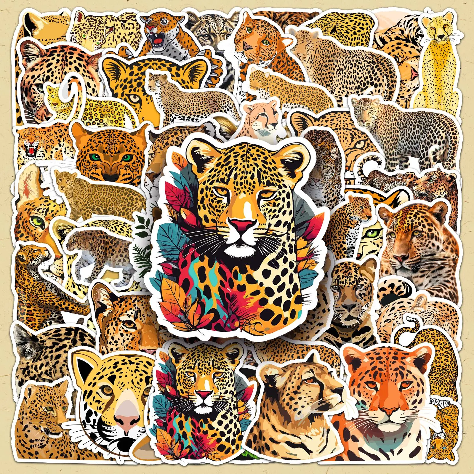 Leopard Pattern Sticker, 100pcs/set Creative Cool Animal Decorative Stickers, DIY Decals for Scrapbooking, Journaling, Gift Wrapping, Sticker Sheets