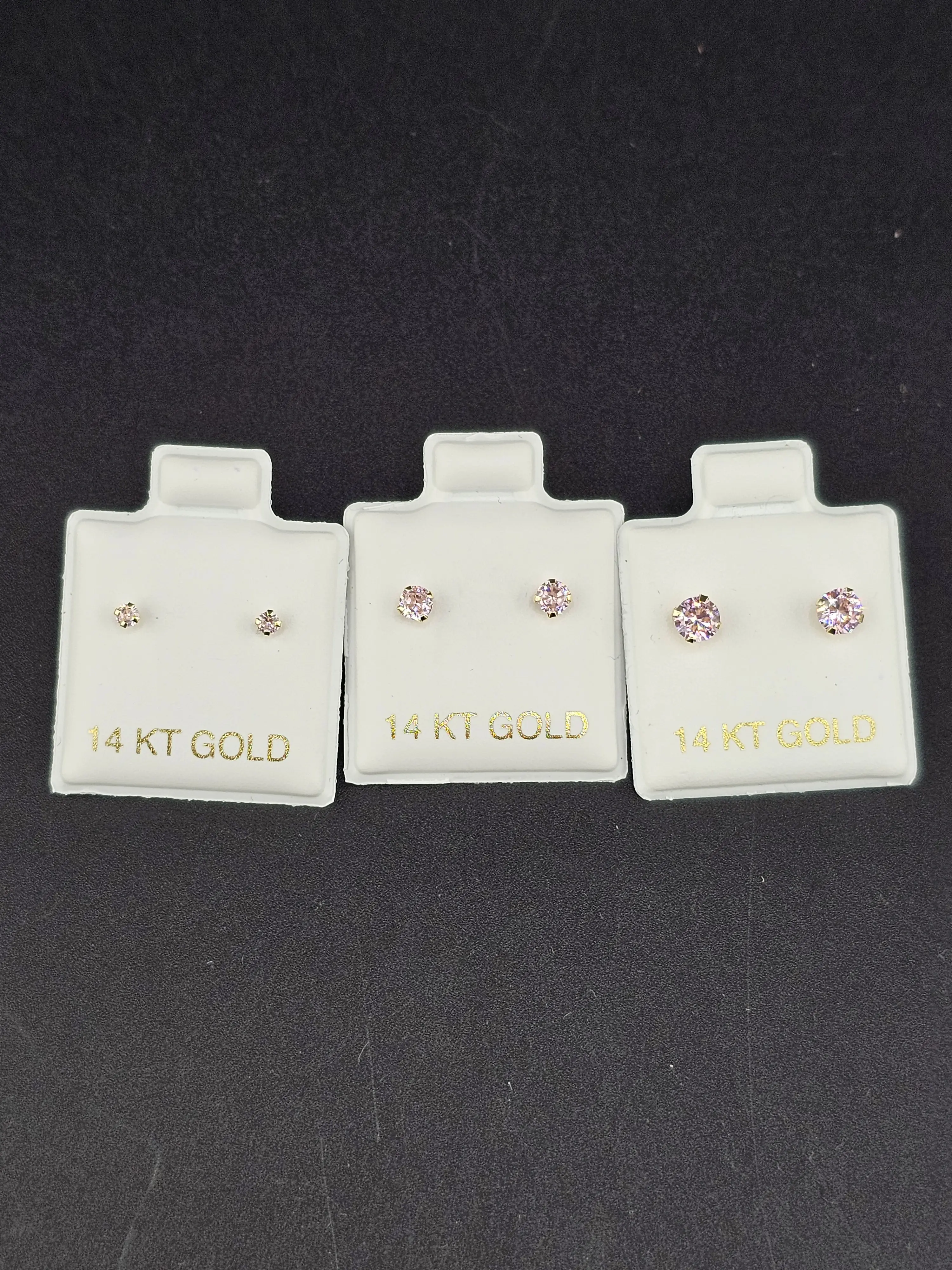 14K Gold Earrings - Pink Studs Set 14K Gold Earrings - Pink Studs Set