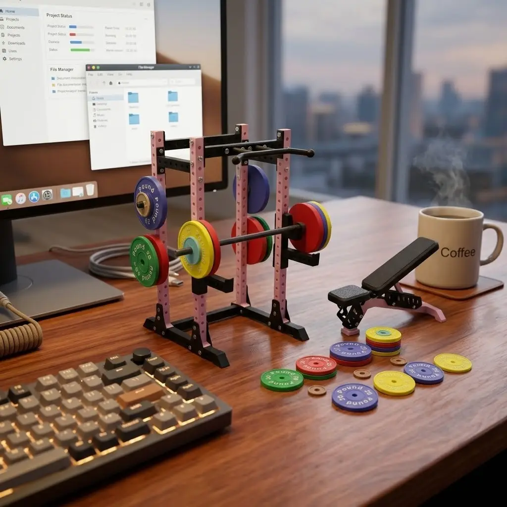 Mini Fitness Bench, Adjustable Angle 3D Printed Chair, Home Gym Decor, Workout Toy Set, Desk Model, Barbell Rack, Teen Gift, Desk Exercise Equipment, Workout Training Equipment