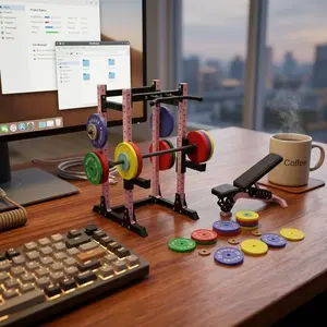 Fitness Toy Display Stand, Trendy Fitness Plaything, Desktop Model with Pull-Up Bar and Dumbbell Weight Set, Multiple Colors Available