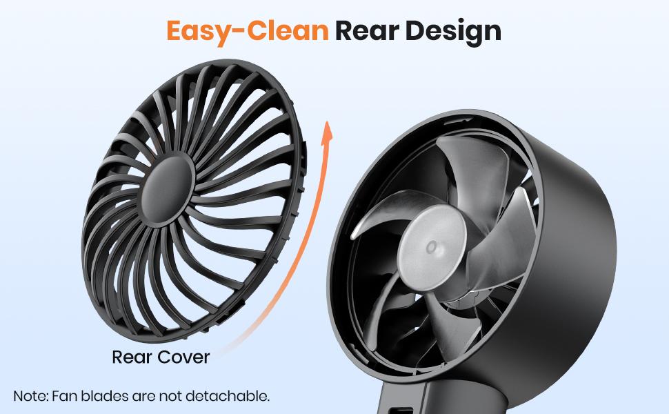 Warmco Portable Handheld Fan Rechargeable, 5000mAh Turbo Personal Mini Desk Fan , 4-Speed, Battery Powered Cool Fan with LED Display and Base, Pocket Size for Office and Travel and Makeup
