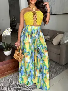 Women's All Over Print  Wide Leg Pants, Casual Boho Comfy Trousers for Daily Wear, Ladies Bottoms for Summer