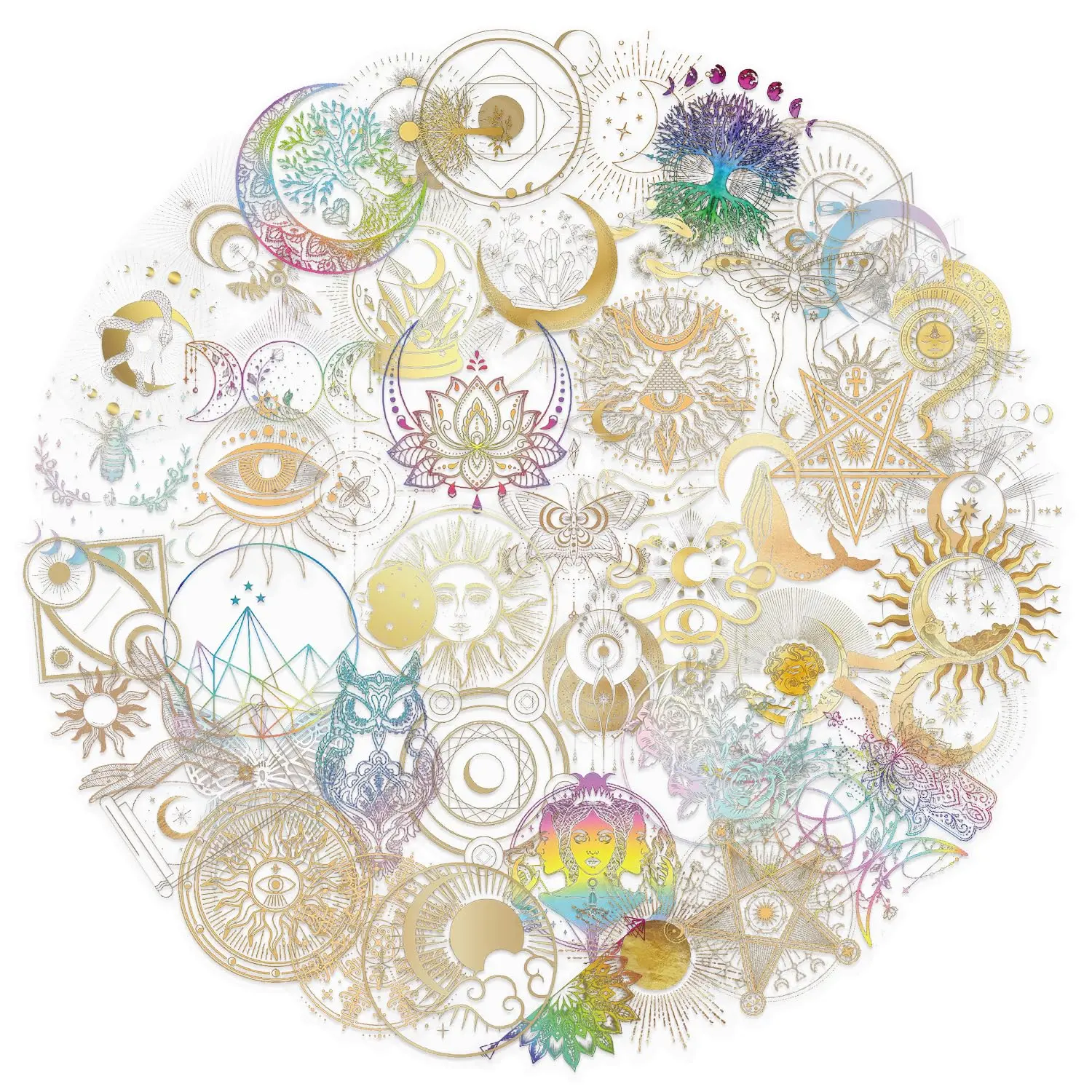 043-50pc Fantasy Celestial Stickers, Aesthetic Cosmic Moon Waterproof PET Transparent Decals for Scrapbook, Journal, Handheld Devices - Smartphone, Cellphone, Laptop, Office Stationery Labels, Durable