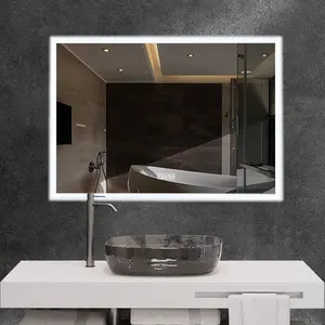 40 in. W x 28 in. H Rectangle Acrylic Framed LED Dimmable Wall Bathroom Vanity Mirror Modern Dimmable Anti-Fog Vanity Mirror