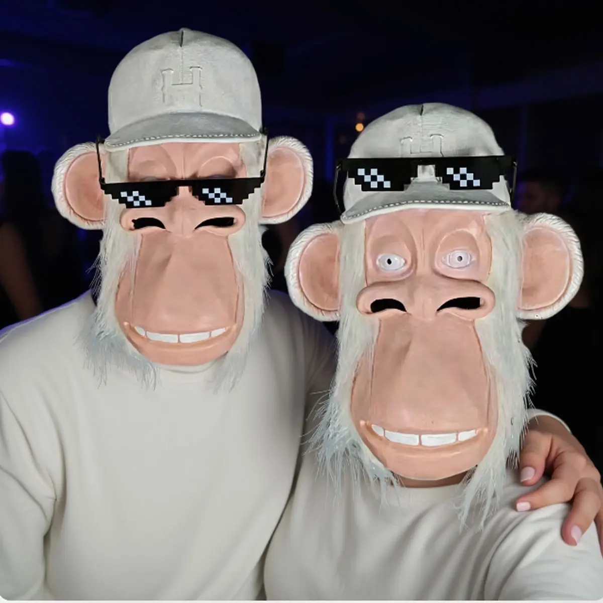 Natural Silicone White Monkey Mask - Festive & Party Supplies Accessory, Animal Character Costume Hat for Celebrations, Role Playing, 1-Size Party Accessories, Costume Hats, Funny Masks