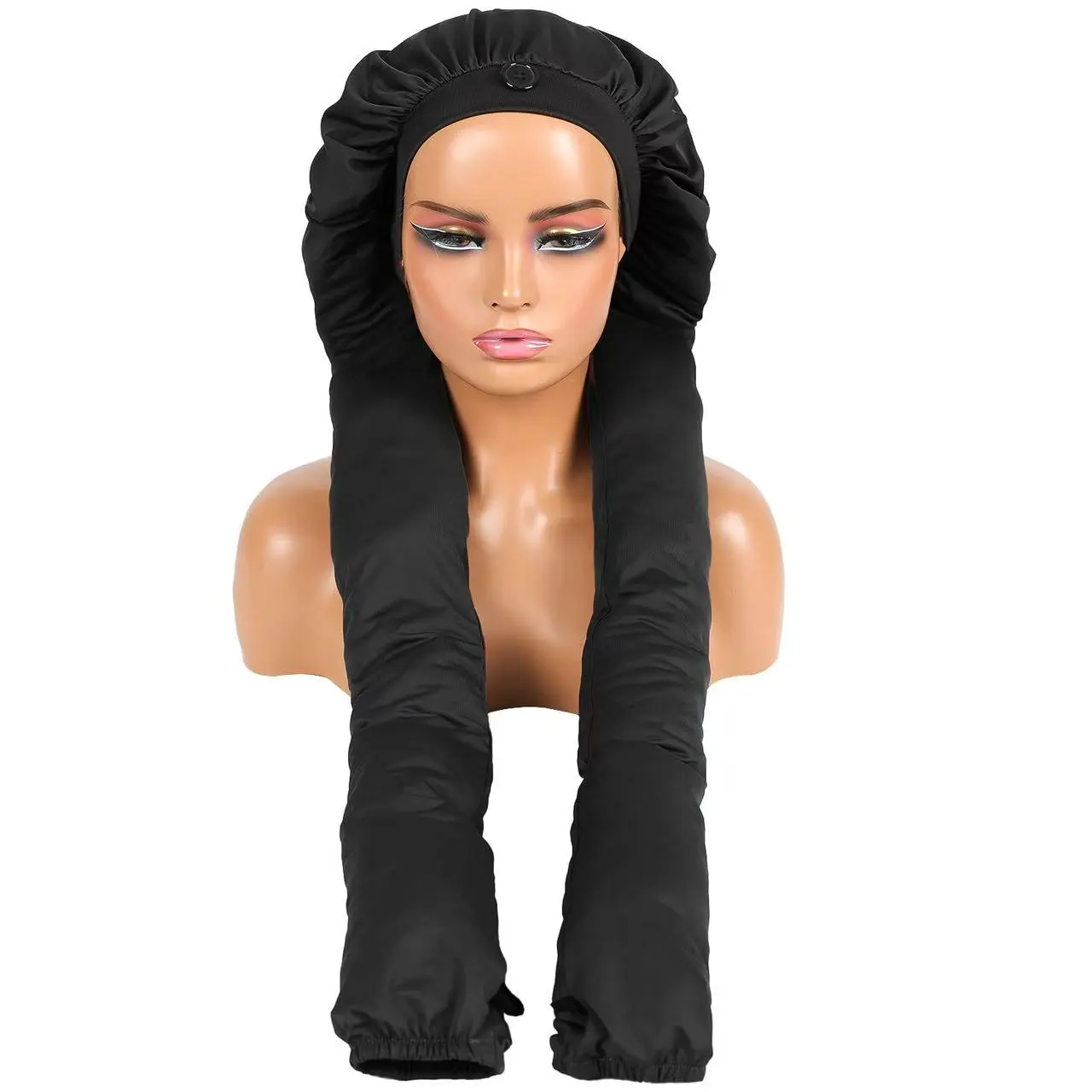 Women's new ice silk high elasticity sleep cap breathable hair cap long hair dirty braid tied hair cap Haircare