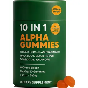 10-in-1 True Alpha Shilajit Gummies, 4000mg Himalayan Alpha Gummies for Men, Energy Boost, Immune Support, with Ashwagandha, Maca Root, Tongkat Ali, Fulvic Acid, 85+Trace Mineral, No Added Sugar, 60ct