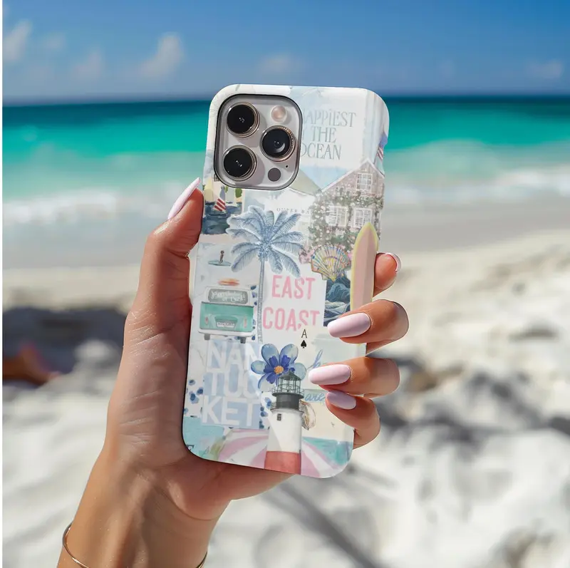 Ocean Phone Beach Themed Iphone 11 Cases Curious Monkey Summer Beach Phone  Case  For IPhone 11 12 13 14 15 16 Pro Max Mini Plus, Ocean Doodle Design,  Dual Layer Protective Cover