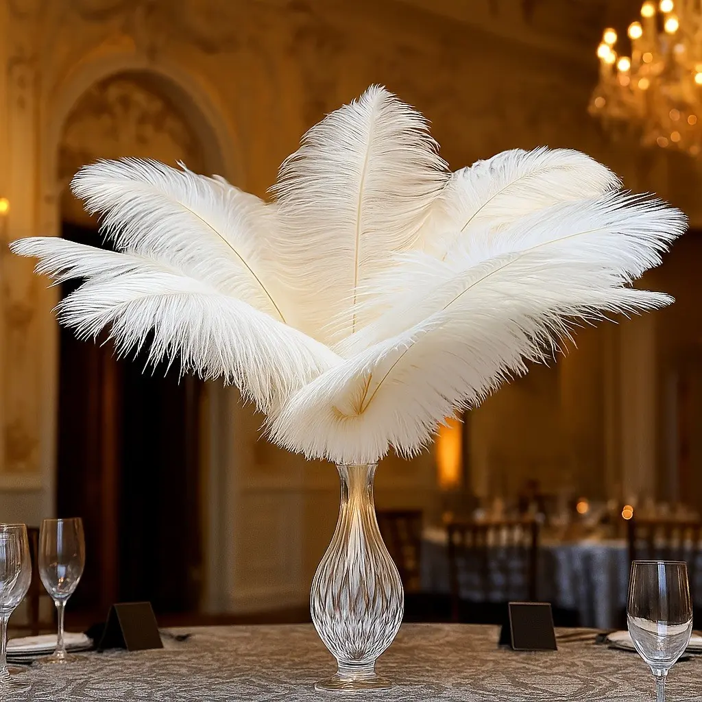20pcs Artificial Ostrich Feathers, DIY Feather Decorations, Ornaments, Wedding Table Centerpiece, Table Centerpieces Decor, Party Crafts, Holiday Decor, Handmade Feathers, Boho Wedding Decor