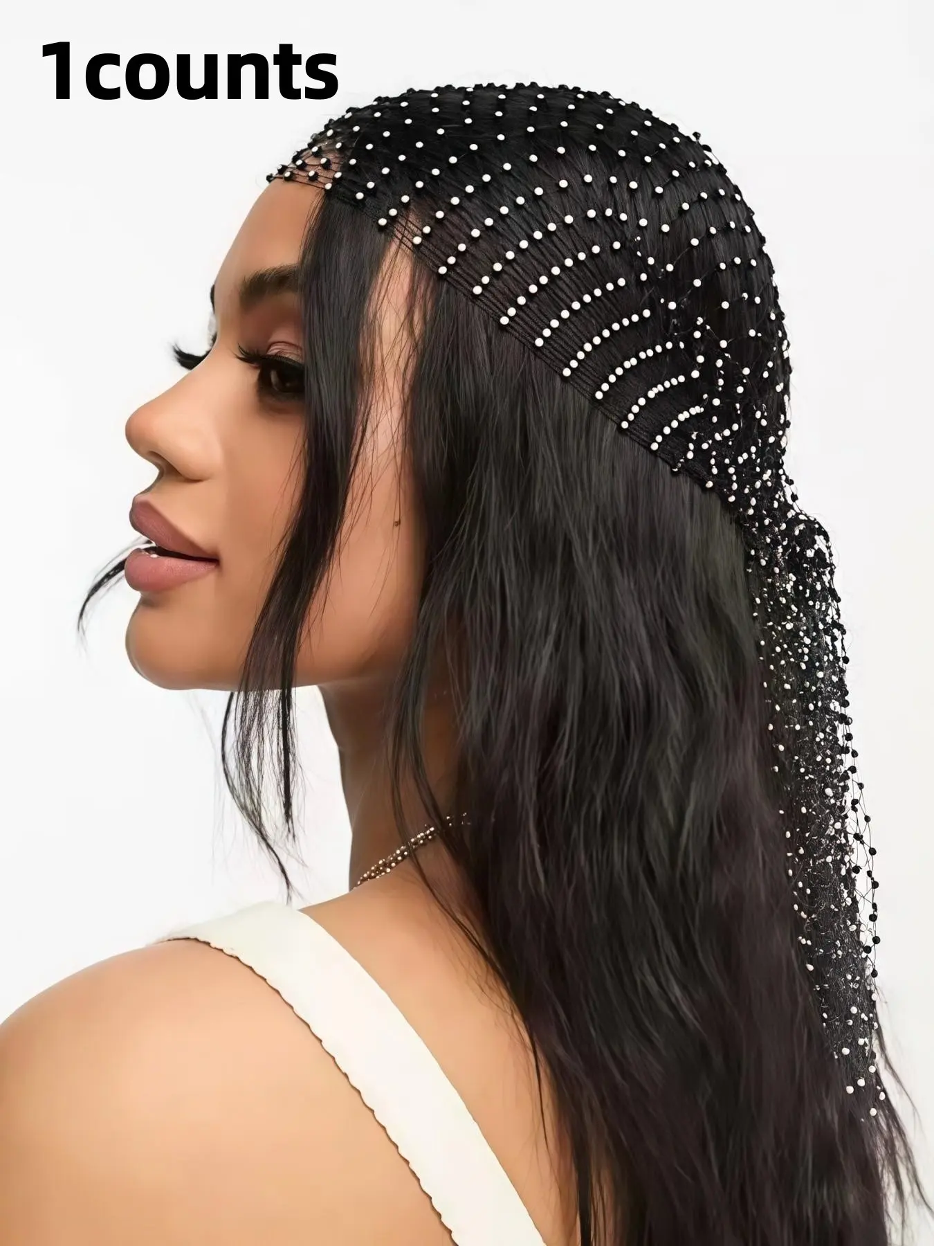 Shiny Mesh Zigzag Bling Hair Headband with Rhinestone Net Hair Hat, Elastic Hair Band for Parties, Birthdays, Casual Fitted Baseball Cap