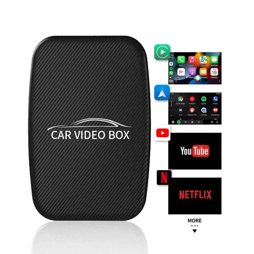 3-in-1 Wireless Car Video Box - CarPlay & Android Auto, Stream YouTube & Netflix, Plug & Play with Android 12 System, Car Video Player, Car Tv Stick