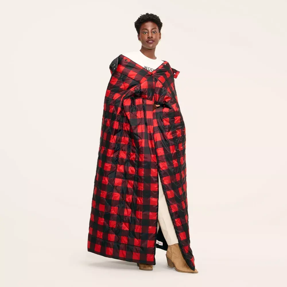 72"x54" Buffalo Check Outdoor Wearable Throw Red/Black - Woolrich 72"x54" Buffalo Check Outdoor Wearable Throw Red/Black - Woolrich