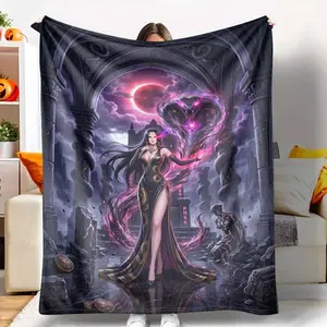 Elegant Snake Pattern Flannel Blanket Enchanting Dark Fantasy Art Print Luxurious Soft & Cozy Plush Throw Perfect for Living Room Decor Bedroom Ambiance Anime Fan Gifts Unique Home Accent Gothic Aesthetic Collection Ultimate Comfort Blanket for Adults.