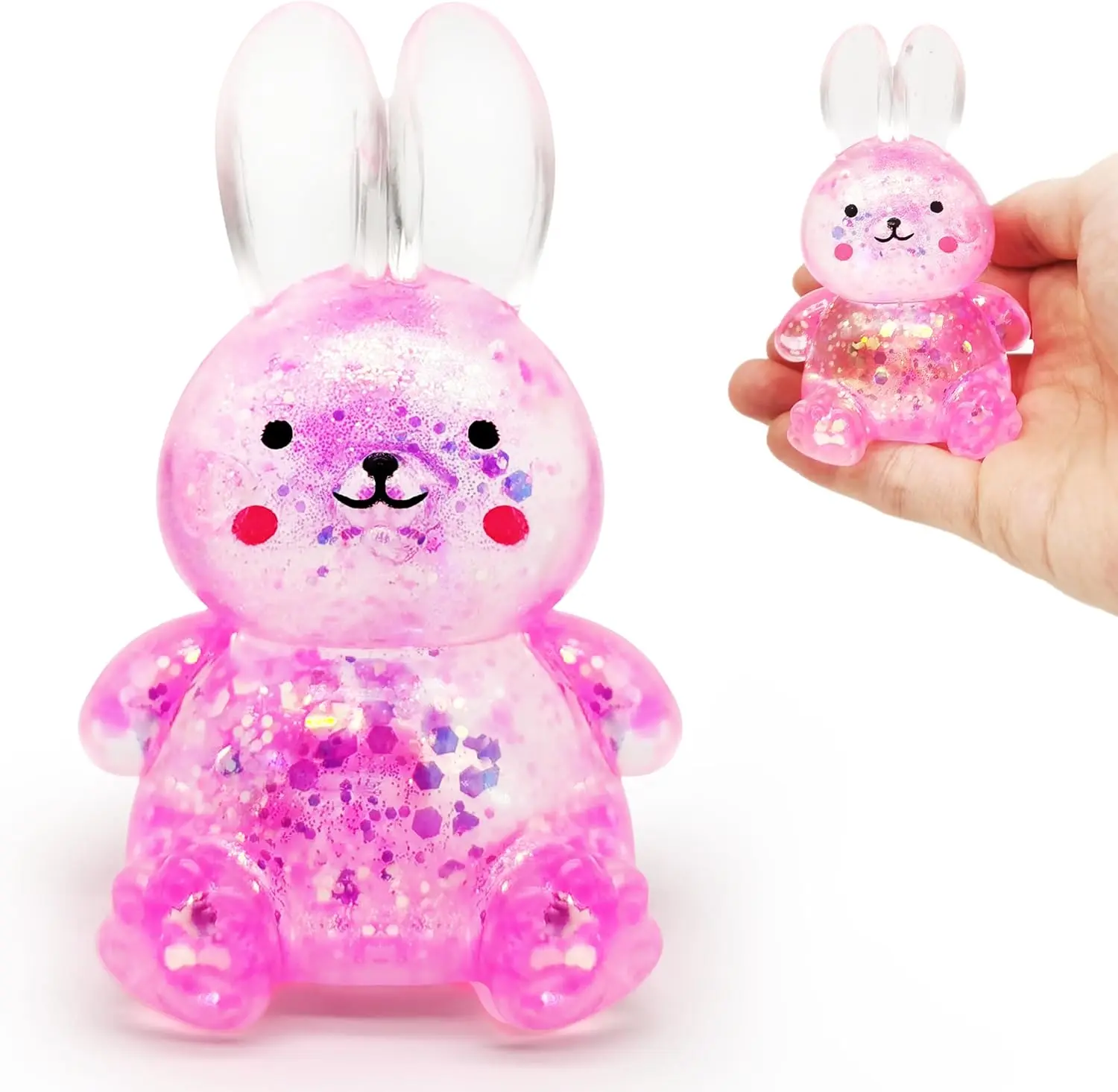 Cute Unisex Bunny Squishy Stress Ball - Soft Quiet Squishy Doll Stress Relief Toy, Animal Squeeze Fidget Sensory Toy, Party Bag Filler for Kids & Adults