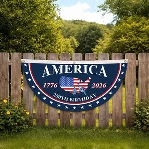 America 250th Birthday Pleaing Bunting Flag, 1776–2026 Patriotic USA Independence Decor, 250th Anniversary America Semicircle Flag