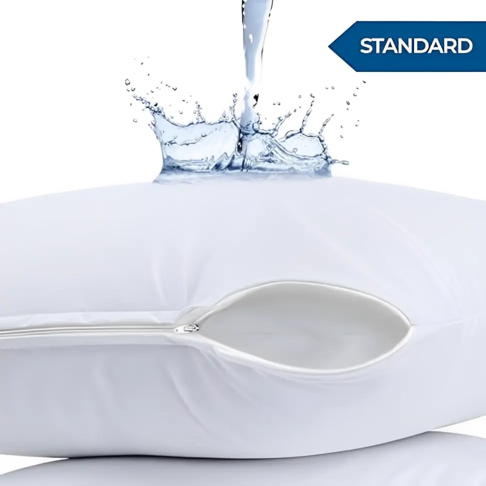 Waterproof Pillow Protectors (2 Pack) – Standard Size 20x26", Zippered Pillow Cases, Bed Bug Proof Encasement, Hypoallergenic & Noiseless Pillow Covers – White
