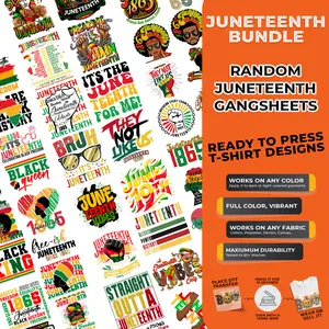 15PCS Juneteenth Mystery DTF Transfer Bundle – Freedom, Pride & Black History Designs | Ready to Press Heat Transfers | Celebrate with Powerful Prints for T-Shirts, Tote Bags & More!