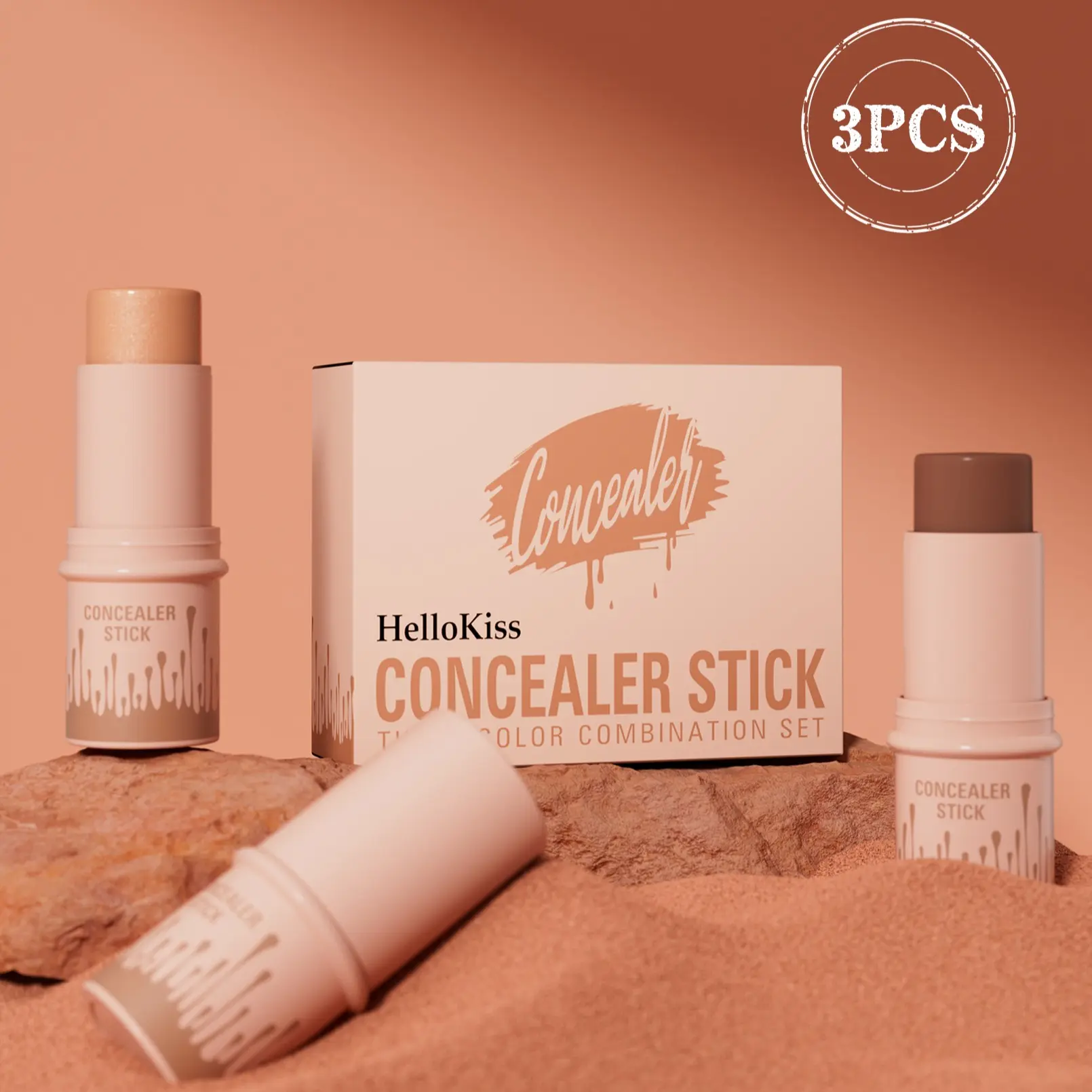 3-in-1 Cream Stick Cosmetic Makeup Kit - 3-Piece Multi-Pack with Highlighter, Blush, Contour, Water Proof, Long-Lasting, Lightweight Formula for All Skin Types, Beauty on the Go, Daily Routine, Travel Toiletries, Makeup Routine, Compact