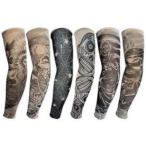 Tattoo Sleeves for Men and Women - 6Pcs Arm Covers for Sun Protection, Fake Temporary Tattoos Sunscreen