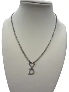 Pre-owned Christian Dior "D" with Heart Necklace Perfect for Daily Use