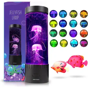 Upgraded 2025 Motor Jellyfish Lamp, 16 Color Changing Mood Lamps, 4 Modes Aquarium Night Light, Artificial Fish Tank with Moving Fish, LED Sensory Room Lights for Autism ADHD, Excellent Gift