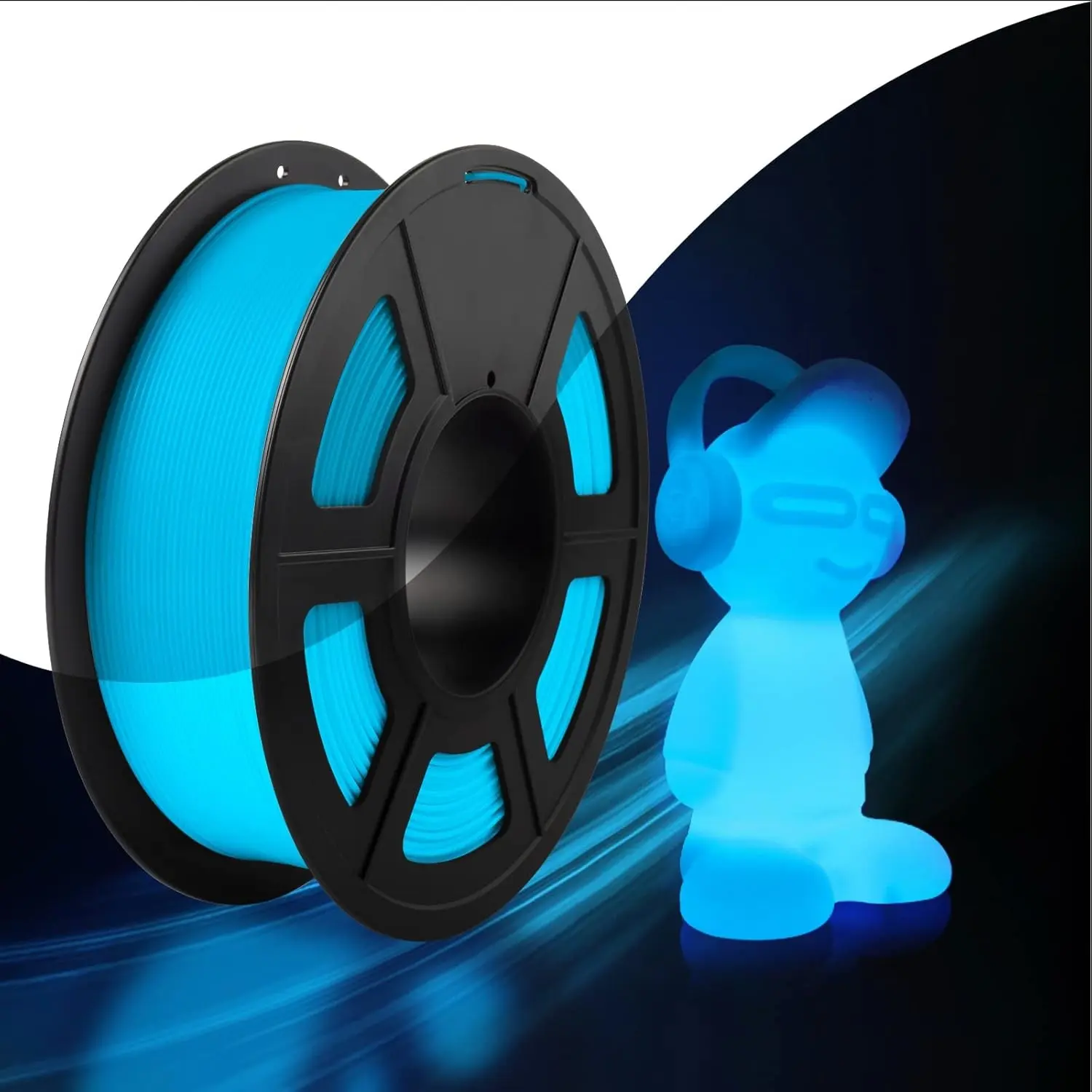 95a Tpu 3D Printer Filament, 1.75mm Glow-In-The-Dark, Soft Flexible Material, High Hardness & Elasticity, UV Lamp Compatible, 250m Spool