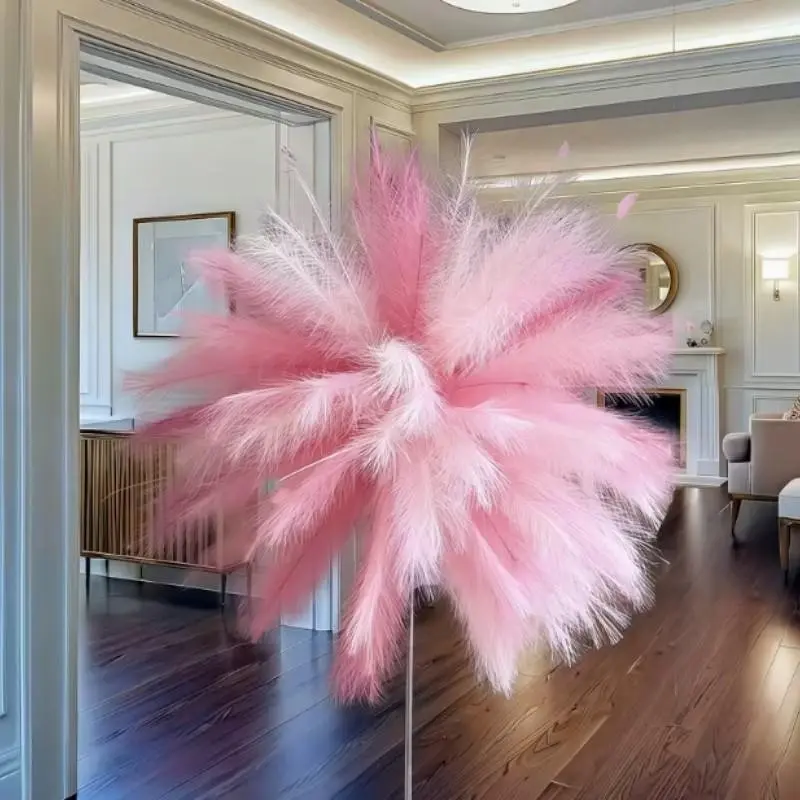 60 Soft Pampas Grass Decorative Strips, Polyester Hanging Decoration for Living Room, Bedroom, Outdoor Patio, Wedding, Party Decor, Party Decoration Supplies