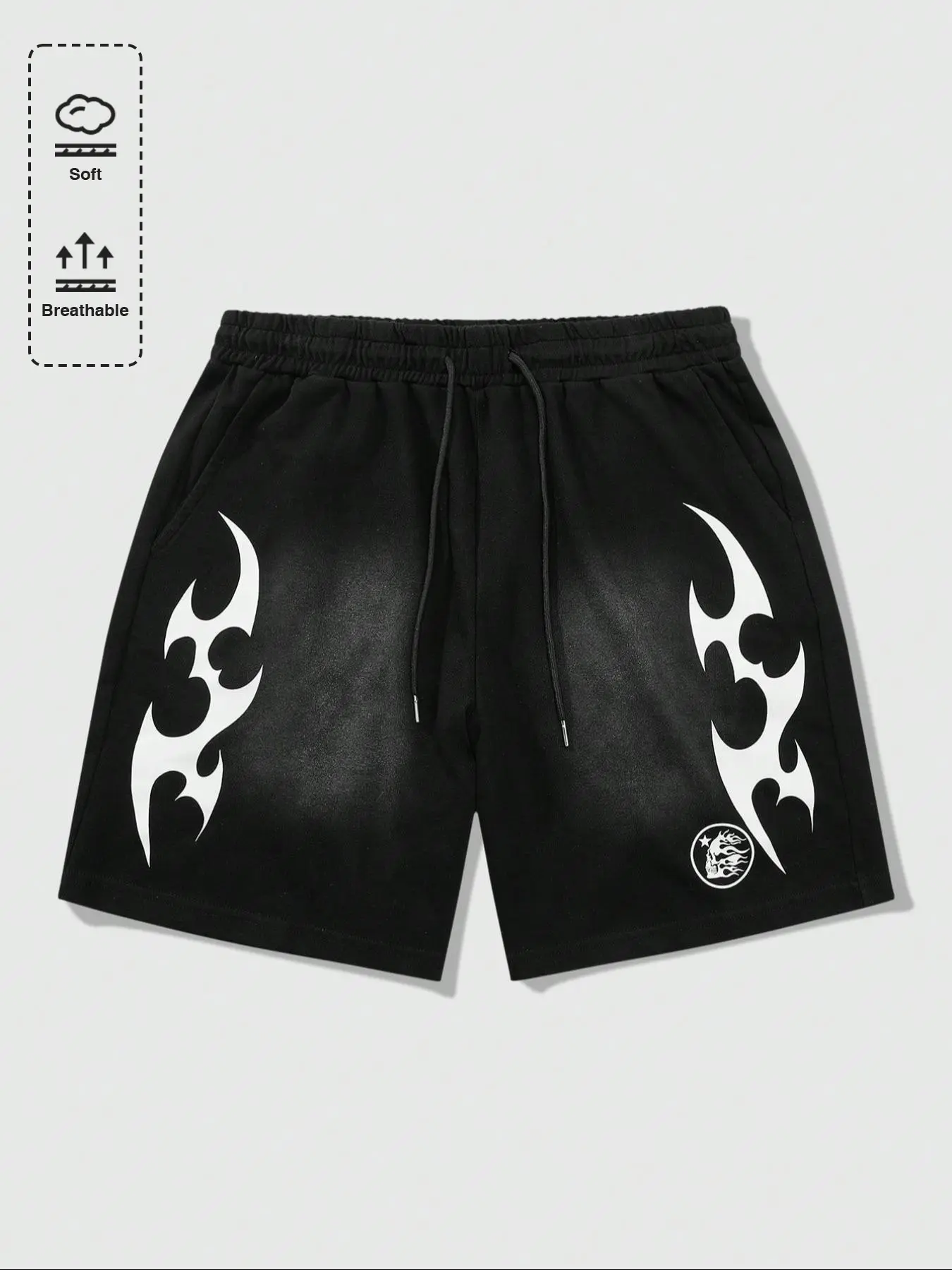 Men's Flame Print Shorts, Casual Loose Fit Design, Perfect Daily Wear, Stylish Men's Bottoms, Fashionable Menswear, Athletic Shorts, Summer Style Shorts