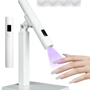 1pcs Mini UV Light for Nails,Portable LED Flash Cure Lamp for Gel X Polish, Gel Polish Dryer, Small Handheld Magnetic Uv Pen for Single Finger, Nail Curing Lamp with Stand for Starter Salon DIY/Home Manicure/Travel